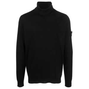 Stone Island Black Wool Men Sweater