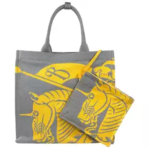 Burberry EKD Canvas Tote Bag With Coin Pouch Sunflower Gray