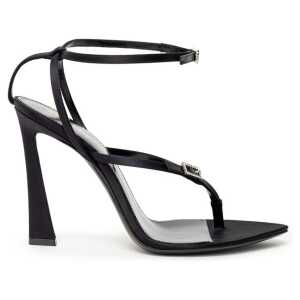 Saint Laurent Black Leather E Raso Sandal