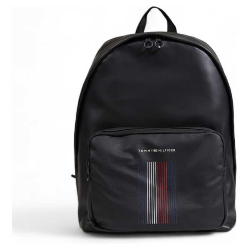 Tommy Hilfiger Black Polyester Leatherette Backpack, theFeinheit