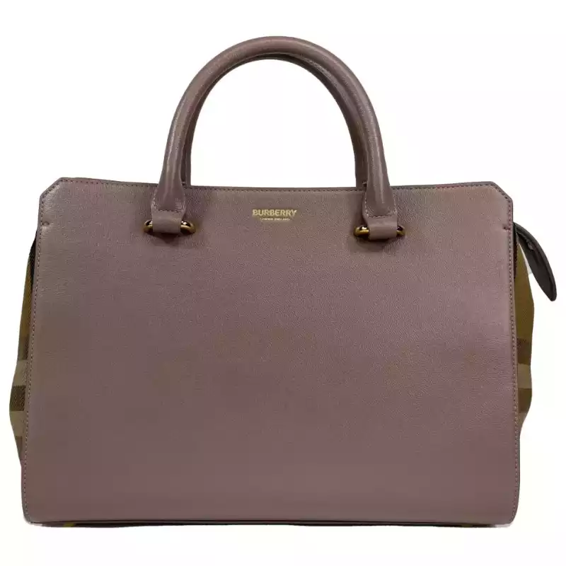Burberry Small Banwell Leather Tote Bag Purse Grey Mink, theFeinheit