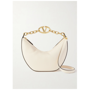 Valentino Garavani Ivory Leather Small Hobo Vlogo Shoulder Bag