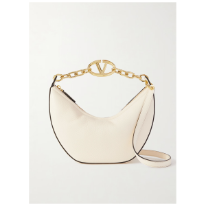 Valentino Garavani Ivory Leather Small Hobo Vlogo Shoulder Bag