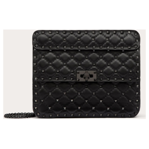 Valentino Garavani Black Nappa Leather Medium Rockstudt Spike Bag