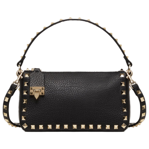 Valentino Garavani Black Garnet Calfskin Small Rockstud Shoulder Bag