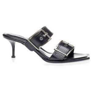 Alexander McQueen Elevate Your Steps in Timeless Black Leather Sandals