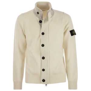 Stone Island White Wool Sweater