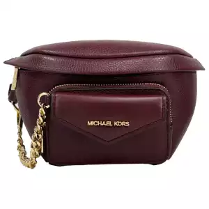 Michael Kors Leather Maise 2 in 1 Fanny Waist Pack Bag Maroon