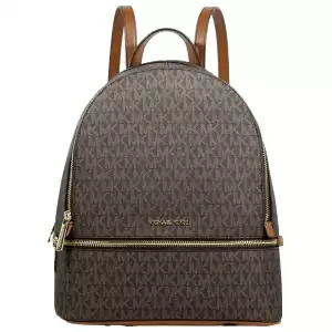 Michael Kors Rhea Medium PVC Backpack Bookbag Brown