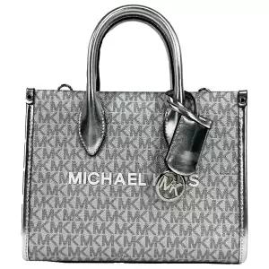 Michael Kors Mirella Signature Small Top Zip Tote Bag Silver