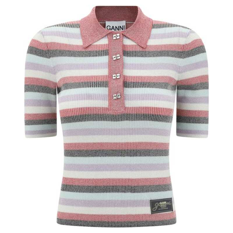 Ganni Striped Polo Top, theFeinheit