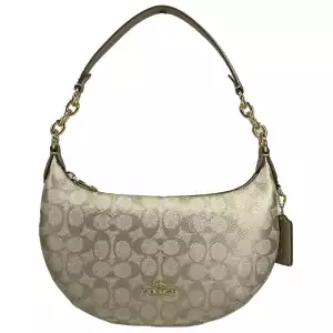 COACH Payton Signature PVC Leather Shoulder Bag Champagne Gold