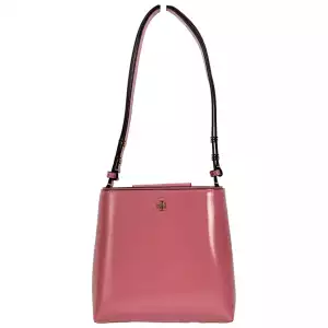 Tory Burch Patent Emerson Small Bucket Bag Purse Pink