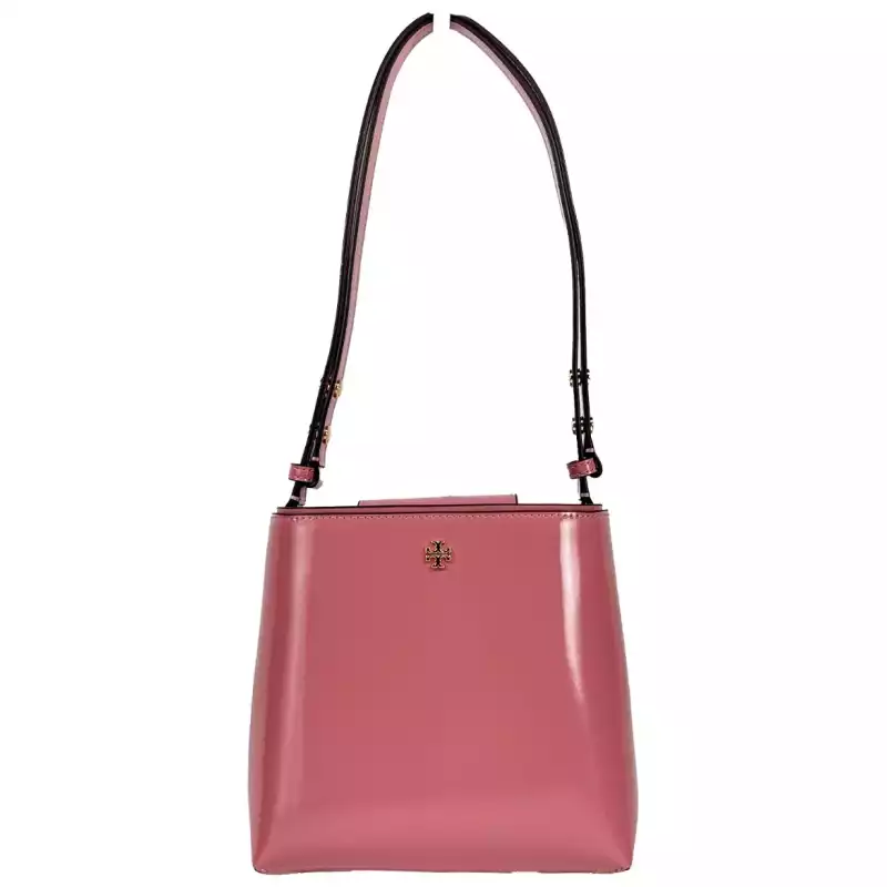 Tory Burch Patent Emerson Small Bucket Bag Purse Pink, theFeinheit