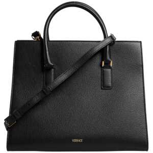 Versace Black Large Leather Top Handle Shoulder Crossbody Bag