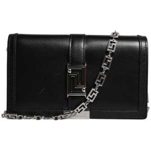 Versace Black Calfskin Leather Chain Strap Shoulder Crossbody Bag