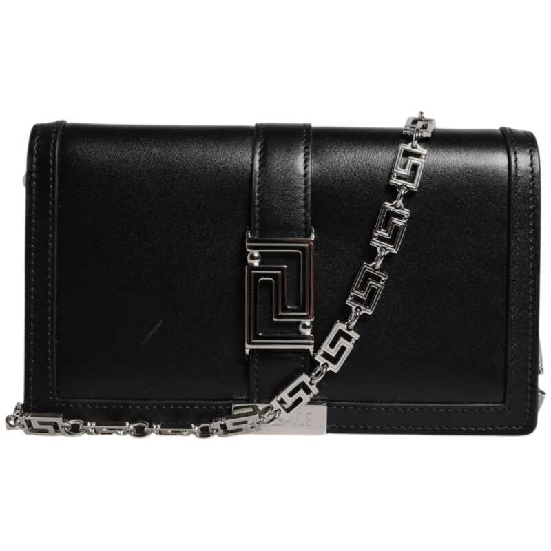 Versace Black Calfskin Leather Chain Strap Shoulder Crossbody Bag, theFeinheit