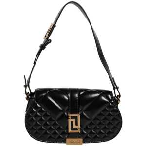 Versace Black Calf Leather Quilted Shoulder Strap Bag