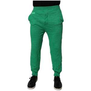 Dsquared² Green Cotton Elastic Waist Men Casual Pants