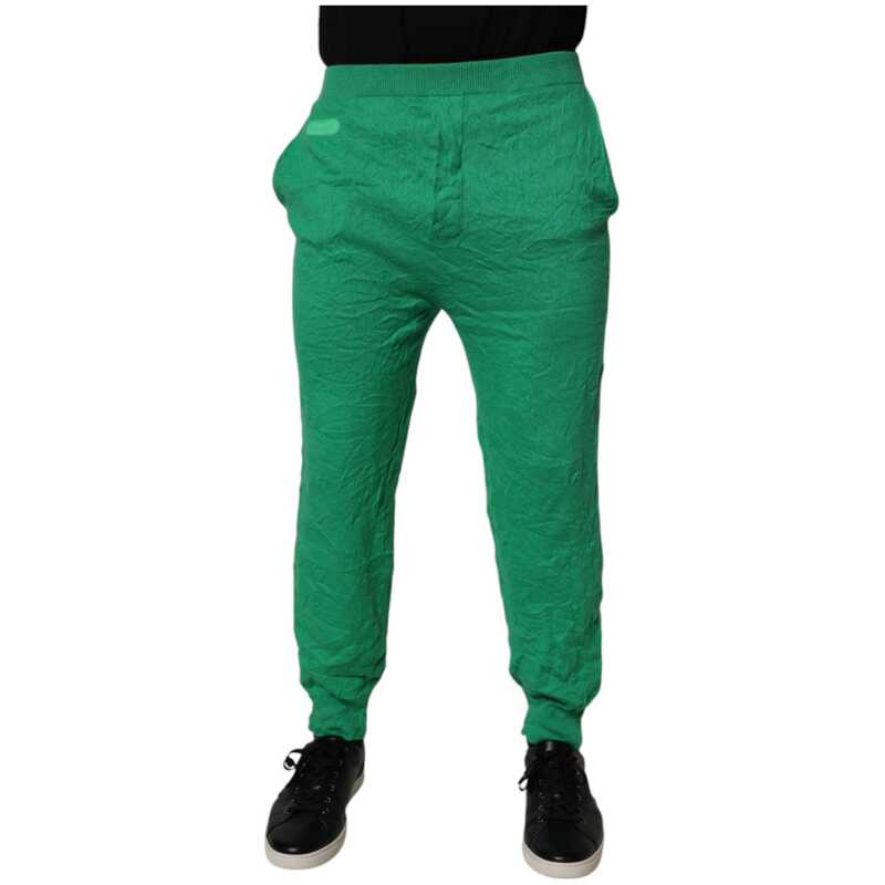 Dsquared² Green Cotton Elastic Waist Men Casual Pants, theFeinheit