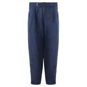 Emporio Armani Elegant Linen Blue Trousers for Men
