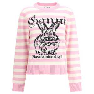 Ganni Striped sweater with rabbit