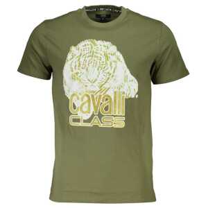 Cavalli Class Green Cotton T-Shirt