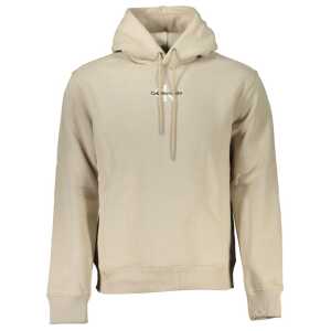 Calvin Klein Beige Fleece Hooded Sweatshirt with Logo Embroidery