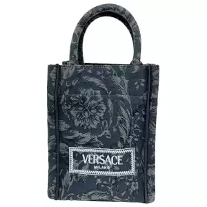 Versace Athena Barocco Mini Top Handle Tote Crossbody Bag Black