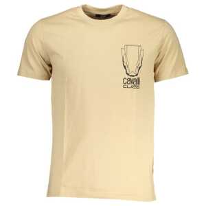 Cavalli Class Beige Cotton T-Shirt