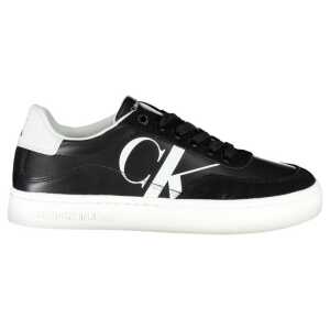 Calvin Klein Sleek Black Lace-Up Sneakers With Contrast Details
