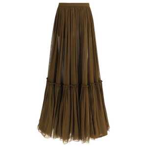 Saint Laurent Flounced long Skirt