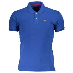 La Martina Blue Cotton Men Polo Shirt