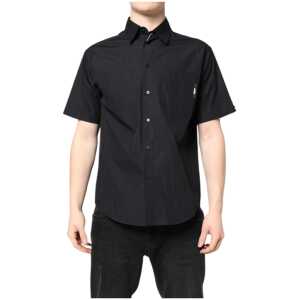 MSGM Black Printed Short Sleeves Collared Men Casual Shirt