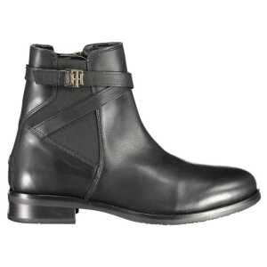 Tommy Hilfiger Black Leather Women Boot