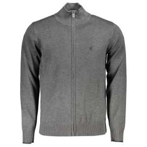 U.S. Grand Polo Sleek Gray Long Sleeve Zip Cardigan