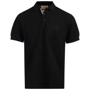 Burberry Black Cotton Collared Polo Shirt