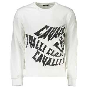 Cavalli Class White Cotton Men Sweater