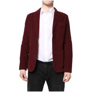 GF Ferre Maroon Corduroy Regular Fit Men Coat Blazer Jacket