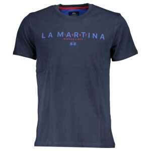 La Martina Elegant Blue Crew Neck Cotton Tee