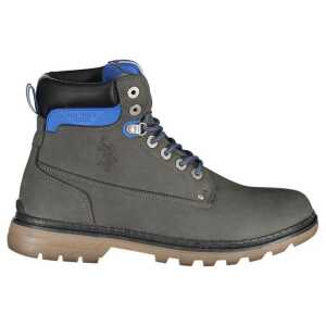 U.S. POLO ASSN. Elegant Gray High Lace-Up Boots with Logo Detail