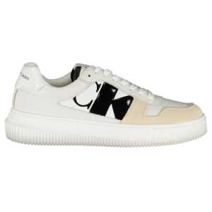 Calvin Klein Elegant White Lace-Up Sneakers with Contrast Detail