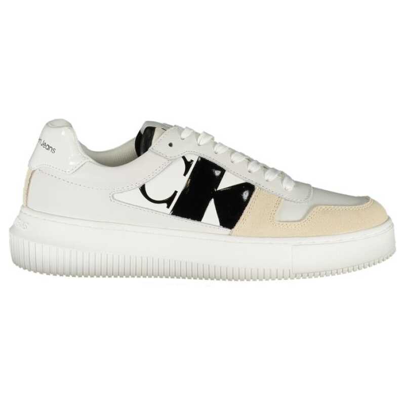 Calvin Klein Elegant White Lace-Up Sneakers with Contrast Detail, theFeinheit