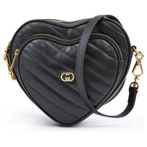 Gucci Black Leather Mini Heart Crossbody Bag