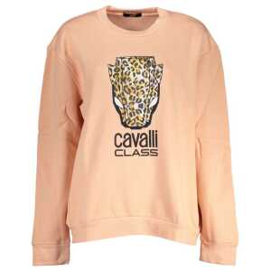 Cavalli Class Elegant Pink Fleece Crew Neck Sweater