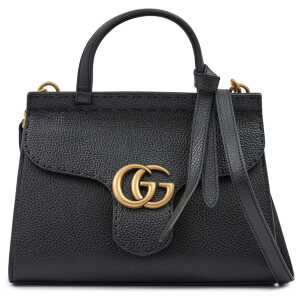Gucci Black Leather GG Marmont Handbag
