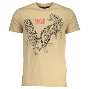 Cavalli Class Beige Cotton T-Shirt