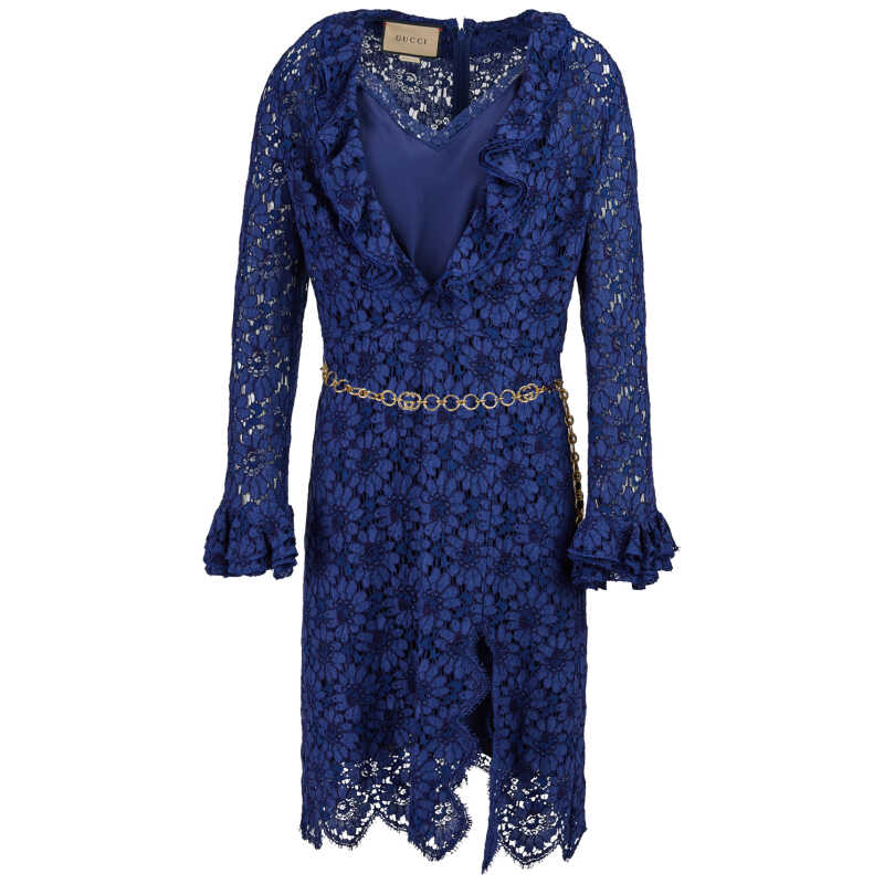 Gucci Blu Viscose and Cotton Mid Long Dress, theFeinheit