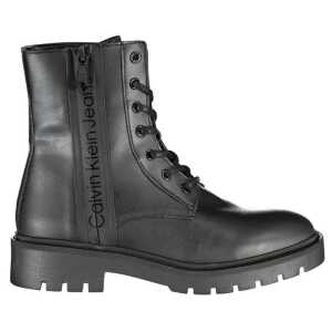 Calvin Klein Chic Black Ankle Boot with Laces and Zip Detail
