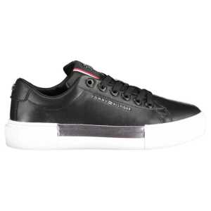 Tommy Hilfiger Black Leather Women Sneaker